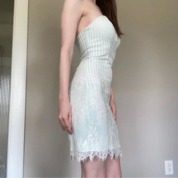 GUESS strapless sultry pastel winter mint green lace dress sz 0 - Picture 6 of 10